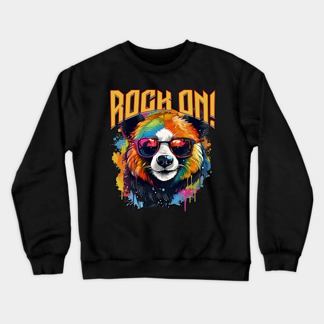 Panda Rock On! Crewneck Sweatshirt by RockReflections